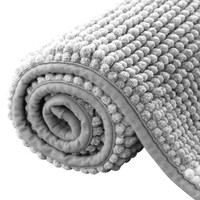 Tapis de bain rectangulaire en microfibre violette, antidérapant avec dos en caoutchouc, épais et touffeté, style moderne pour salle de bain