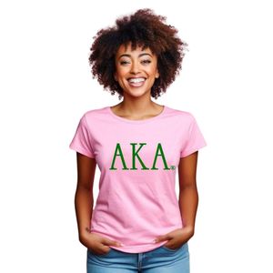 Camiseta griega universitaria de manga corta rosa AKA, camiseta informal de hermandad, ropa universitaria para mujer, top cómodo de algodón - Product Image 1