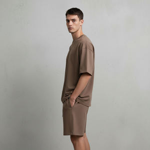 Ensemble de t-shirts en coton pour hommes avec impression de marque personnalisée, tenue décontractée d'été à manches courtes en tricot - Product Image 4