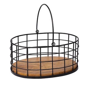Panier utilitaire polyvalent de 15 pouces en fil d'acier robuste avec poignées courbées pour une prise en main facile, solution de rangement décorative - Product Image 1