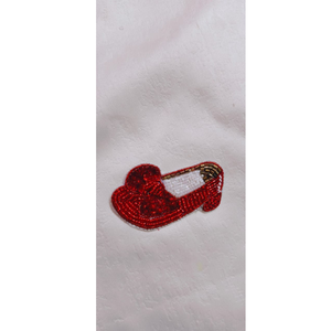 Red Beaded 3D PU Shoe Applique <b>Patch</b> Embroidery <b>Sew</b> <b>on</b> Badge for Clothing Garment Decoration Craft Fashion Accessories - Product Image 1