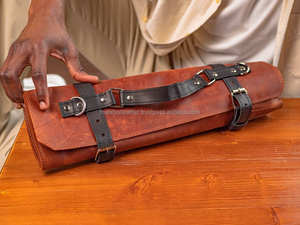 Sac de Chef en Cuir Pleine Fleur Robuste Grande Capacité Anti-Odeur pour Rangement de Couteaux et Outils de Cuisine - Product Image 4