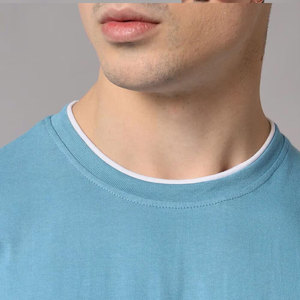 เสื้อยืดคอกลมแขนยาวผู้ชาย สีพื้น ผ้าฝ้ายถัก ระบายอากาศได้ดี สวมใส่สบาย ทรงปกติ สีน้ำเงิน - Product Image 4