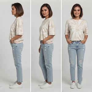 T-shirt surdimensionné personnalisé pour femme, délavé à l'acide, à épaules tombantes, style streetwear vintage, à manches courtes et col rond - Product Image 6