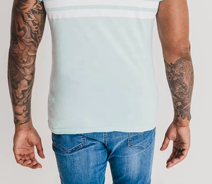 T-shirt à manches courtes bleu clair pour homme, coupe classique, col rond, décontracté, respirant, 100% polyester, couleur unie, usage quotidien, anti-rides - Product Image 4