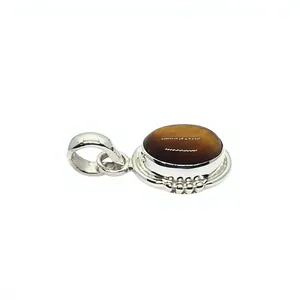 Colgante de Plata 925 con Ojo de Tigre y Engaste de Bisel, Amuleto Clásico Unisex para Uso Diario y Conocimiento Espiritual - Product Image 6