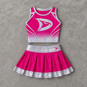 Ensemble d'uniformes de cheerleading personnalisés pour femmes OEM avec panneau arrière effet verre brisé et jupe plissée - Product Image 1