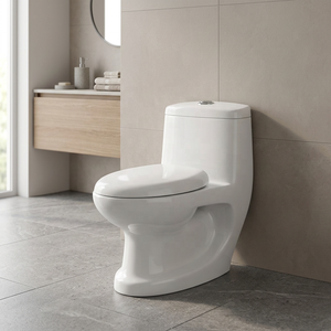 WC monobloc en céramique haut de gamme avec compatibilité S-trap et P-trap pour projets résidentiels - Product Image 1