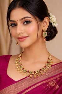 Conjunto de Collar y Pendientes Kundan de Latón Chapado en Oro con Piedras de Cristal para Novias, Bodas, Fiestas de Compromiso, Joyería al por Mayor - Product Image 2