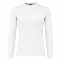 T-shirt thermique blanc personnalisé en maille gaufrée, col en V, manches longues, compression ajustée, séchage rapide, respirant, style vintage
