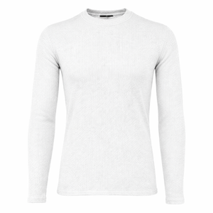 Camiseta térmica blanca personalizada de manga larga con cuello redondo, compresión, secado rápido, transpirable, estilo streetwear. - Product Image 1