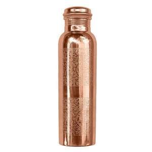 Bouteille d'eau en cuivre 1000 ml avec motif oriental, couvercle à vis, réutilisable, conteneur de voyage portable, unisexe, coffret cadeau - Product Image 1