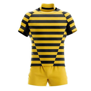 Ensemble d'uniformes de rugby respirants personnalisés pour hommes, maillot et short d'équipe, kit durable 100 % polyester, vêtements de sport à séchage rapide, fournisseur en gros - Product Image 1