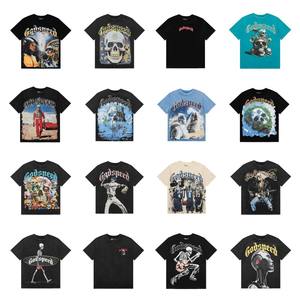 Nouveau T-shirt unisexe en coton à manches courtes imprimé Godspeed Skull style américain, pour l'été, style urbain sombre, 260 grammes - Product Image 3