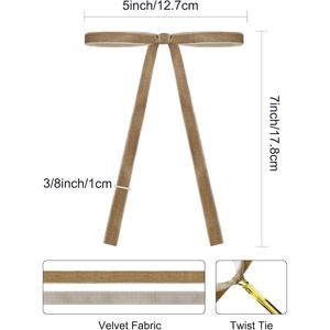 24 Lazos Vintage para Árbol de Navidad, Decoración de Guirnalda para Puerta de Terciopelo Caqui con Lazos de Corona de 3/8 de Ancho y 5*7 Pulgadas - Product Image 1