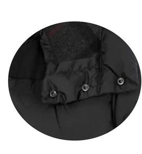 Veste matelassée à capuche noire pour homme, coupe-vent décontractée d'hiver, en polyester épais, coupe régulière, fermeture à boutons, couleur unie - Product Image 6