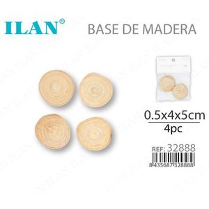 Base in legno ILAN rotonda 0,5x4x5 cm, 4 pezzi, per lavori artigianali - Product Image 1