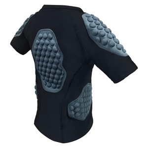 Padded Compression Shirt Black Short Sleeve Zipper Front Unisex Football Protective Gear Fitted Neoprene Adult Apparel - Product Image 4