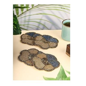 Premium Bohemian Minimalist Hand <b>Beaded</b> Glass <b>Coasters</b> Reusable for Dining Table Excellent Craftsmanship - Product Image 6