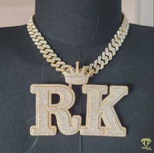 Collier pendentif lettre « TRE » en moissanite de luxe, bijoux hip hop en argent pour hommes et femmes - Product Image 3