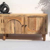 Meuble TV en bois Vandana Novara Altis, console de divertissement minimaliste en bois massif moderne