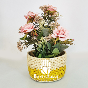 Macetas y jardineras de estilo floral talladas a mano, macetero cuadrado de hierba Munj natural, capacidad y peso personalizables, hierba Munj - Product Image 4