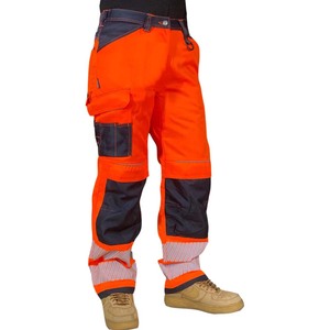Pantalon de travail haute visibilité réfléchissant pour hommes, pantalon de travail robuste multi-poches pour la construction, l'industrie et les travaux de sécurité - Product Image 3