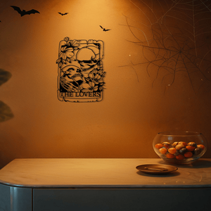 Arte de Pared de Metal con Diseño de Calavera Estilo Gótico para Parejas, Diseño Vintage de Hierro, Uso Interior y Exterior - Product Image 1