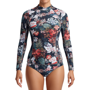 Maillot de bain une pièce pour filles, imprimé feuilles tropicales, Spandex/Nylon, réversible, respirant, service OEM - Product Image 1