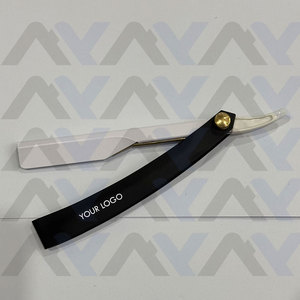 Navaja de Afeitar Recta para Barbería, la Más Vendida, Ligera, en Negro, Blanco y Dorado, con Logotipo Personalizado - Product Image 3