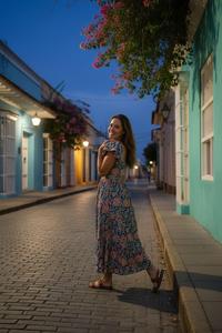 Floral Print Knee-Length Dress Women Boho Style Cap <b>Sleeve</b> A-Line Regular Fit Summer Casual Chiffon Woven <b>Lace</b> Plain Dyed - Product Image 3