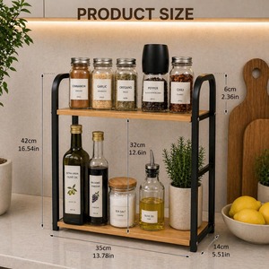 Modern 2 Tier Spice <b>Rack</b> Organizer Suitable For <b>Kitchen</b> Countertop <b>Storage</b> Seasoning Bottles Pantry And Home Organization - Product Image 5