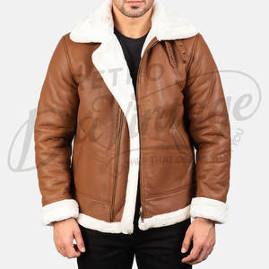 Veste en cuir d'agneau véritable pour homme de qualité supérieure, doublée de fourrure, style motard, veste d'aviateur, vêtement d'extérieur décontracté pour l'hiver - Product Image 6