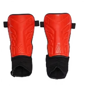 Protège-tibias rouges en PU avec fermeture auto-agrippante pour adultes – Protection légère pour le football, équipement de sécurité de base, protège-jambes pour arts martiaux - Product Image 1