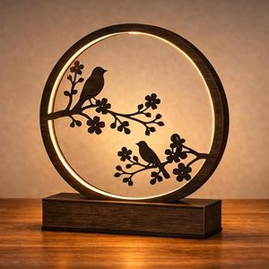 Modern Round LED Table Lamp Iron Art Bird <b>Branch</b> Accent <b>Light</b> Warm Glow Tabletop for Bedroom Living Room Home Decor - Product Image 1