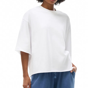 Camiseta Oversize de Algodón 100% Pesado para Hombre, Cuello Alto, Hombros Caídos, Ajuste Holgado, Diseño Liso Estampado - Product Image 6