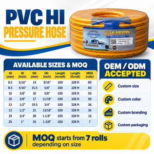 Manguera de PVC de Alta Presión KARYON, 13mm DI, 21mm DE, Rollo de 100m, Flexible, Amarilla, Reforzada, para Compresor de Aire y Herramientas Neumáticas - Product Image 4