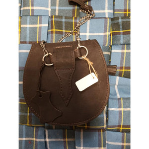 Sporran Escocés de Cuero Genuino con Tartán Tradicional Laxey Manx y 3 Borlas - Prenda Escocesa Personalizada - Product Image 2