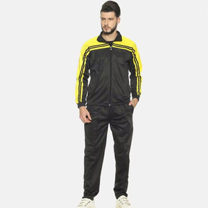 Men's Black Yellow Striped Tracksuit Full Zipper <b>Jacket</b> With Side Pockets Breathable Sporty Style Winter Wear - Product Image 4