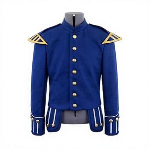 เสื้อแจ็คเก็ตเชิ้ตทรงทางการสีน้ำเงินรอยัลแบบยูนิเซ็กซ์ คอจีน กระดุมทอง แต่งลายเสือดาวการ์ตูน ทรงเข้ารูป เหมาะสำหรับใส่ในฤดูหนาว - Product Image 1