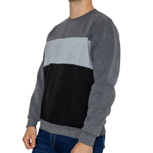 Sudadera de Algodón 100% Personalizada para Hombre, con Paneles Bordados en Negro y Gris en el Pecho, Estilo Casual para Otoño, Venta al Por Mayor OEM - Product Image 5