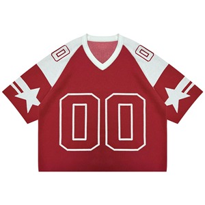 Maillots de football américain personnalisés pour hommes à manches courtes, col en V, légers, en mesh, à prix bas, style baggy - Product Image 1