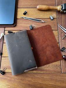 Funda de cuero hecha a mano para cuaderno, estuche recargable para diario, soporte para escritura, para oficina y viajes NBC-0103 - Product Image 4