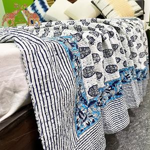 Handmade Modern Design Cotton Bedding Set Quilted Kantha <b>Bedcover</b> with Print Pattern Washable Quilted <b>Bedcover</b> - Product Image 3