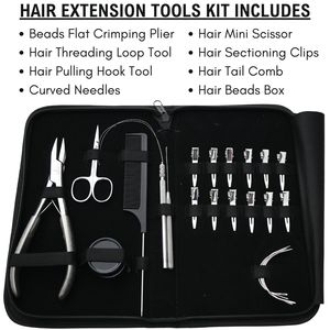 Kits d'extensions capillaires haut de gamme avec outils à boucles, pinces et accessoires pour l'installation d'extensions - Product Image 5