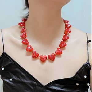 Necklace for Women Big Heart Bead Necklaces Large Statement Beads Choker Neck Costume Jewelry <b>Summer</b> - Product Image 4
