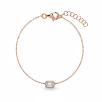 Bracelet unisexe en or massif 18 carats avec diamant cultivé en laboratoire, taille émeraude, 0,33 carat, clarté VVS2, certifié IGI, tendance et simplicité