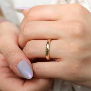 Classic Dome Wedding Band <b>Ring</b> <b>Plain</b> High Polish Custom 14K 18K Solid Gold 2mm 3mm Unisex Stacking Comfort Fit Factory Wholesale - Product Image 3