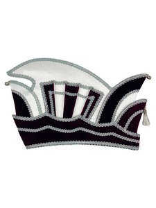 Casquette de carnaval formelle en velours brodé avec bordure argentée et pompon pour fête, casquette de prince personnalisée pour festival et carnaval - Product Image 4