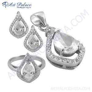 Art Palace - Conjunto de Joyería de Moda con Colgante Romántico de Plata y Circonita Cúbica - Product Image 2